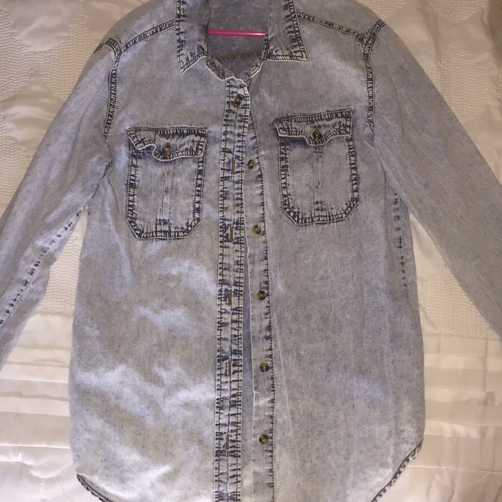 Light Wash Boyfriend Long Jean Shirt